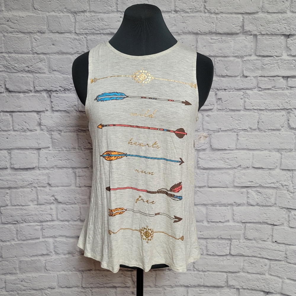 "Wild Hearts Run Free" Split Back Tank Top - Size Small - NWT